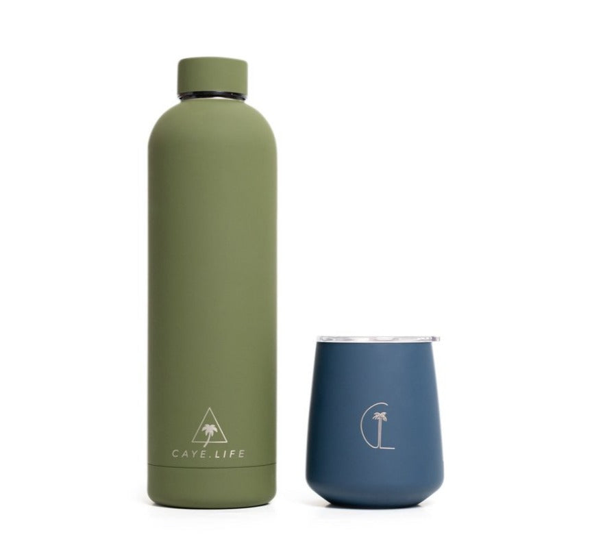 Dalmatian Bundle | 750ml Water Bottle and 8oz Reusable Cup - Caye Life