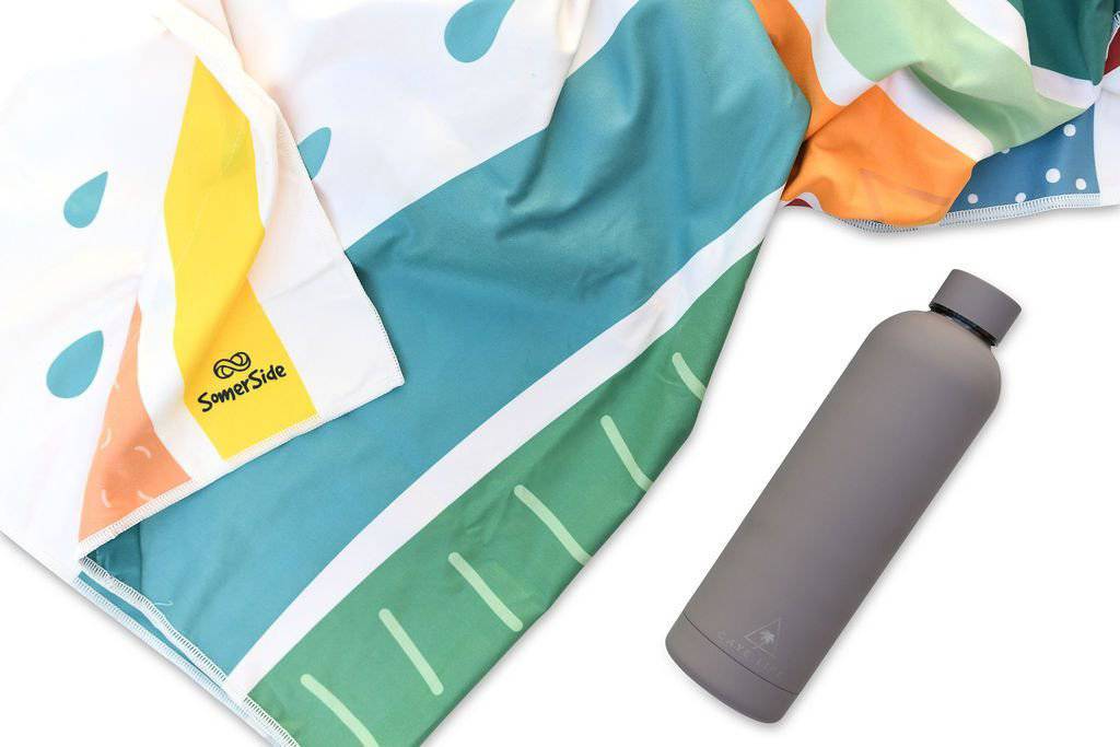 Bruny Eco Bundle | SomerSide Towel, 750ml Water Bottle & 2 x Reusable Cups - Caye Life